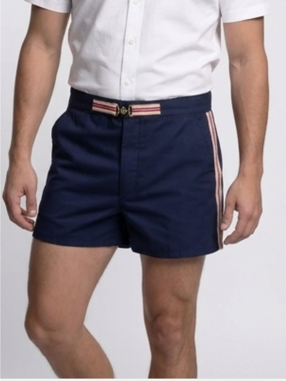 Dior Navy and Cream Swim Shorts with Branded Waistband